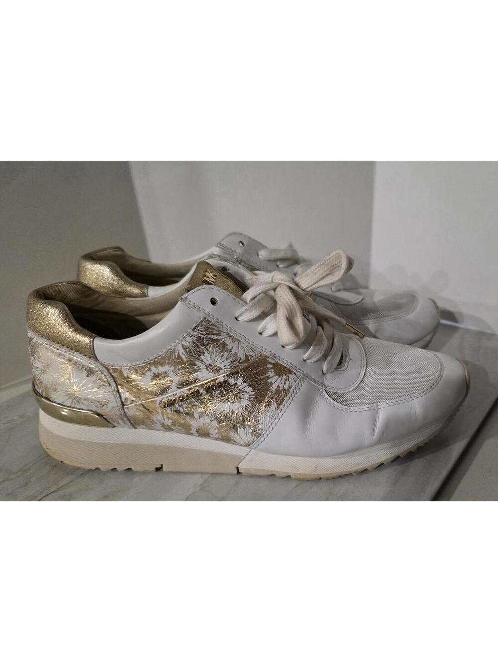 Michael Kors Women's White and Gold Sneakers sz 10